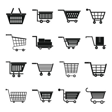 Alışveriş sepeti Icons set, basit tarzı