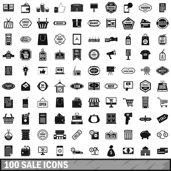 100 продажів набір піктограм, простий стиль — стоковий вектор