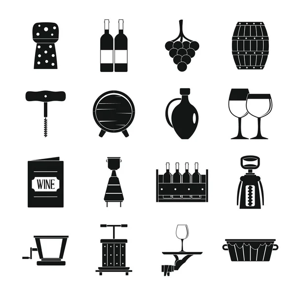 Ensemble d'icônes du vin, style simple — Image vectorielle