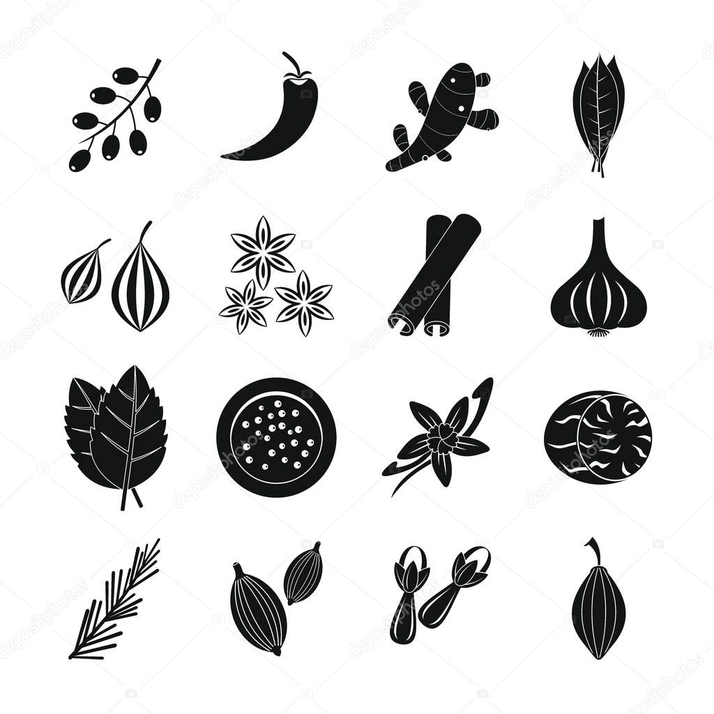 Spice icons set, simple style