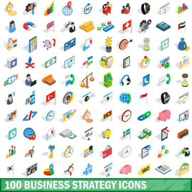 100 iş stratejisi simgeler kümesi, izometrik stili
