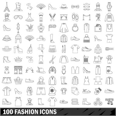 100 moda Icons set, anahat stili