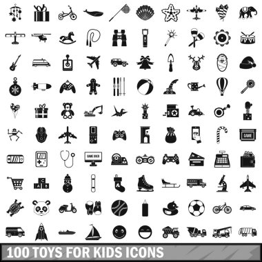 çocuklar simgeler kümesi, basit tarzı için 100 oyuncaklar