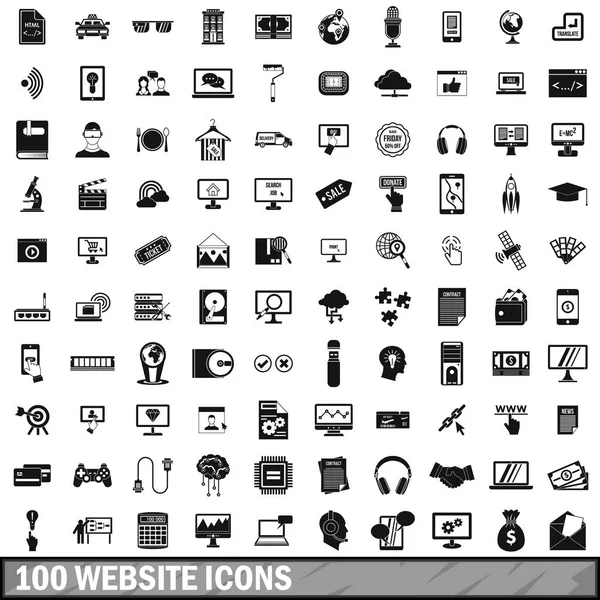 100 Website-Icons gesetzt, einfacher Stil — Stockvektor