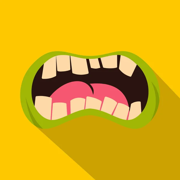Açık zombie ağız simgesi, düz stil — Stok Vektör
