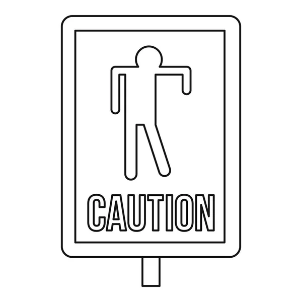 Icône de panneau de signalisation Zombie, style contour — Image vectorielle