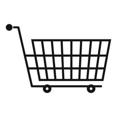 Büyük boş süpermarket arabası simgesi, basit tarzı