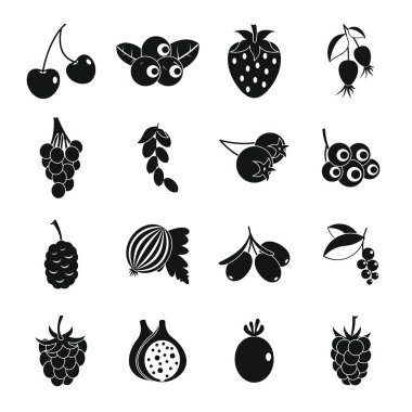 Çilek Icons set, basit tarzı