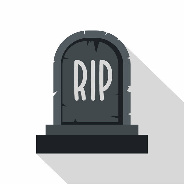 Stone tombstone rip icon, flat style