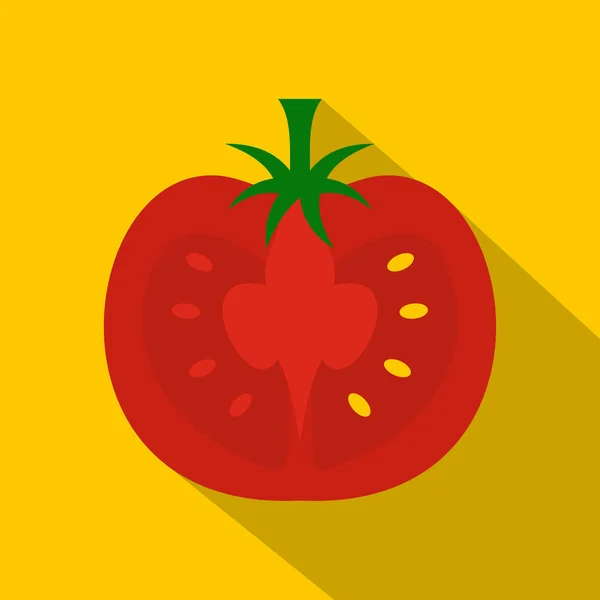 Demi-icône de tomate rouge, style plat — Image vectorielle