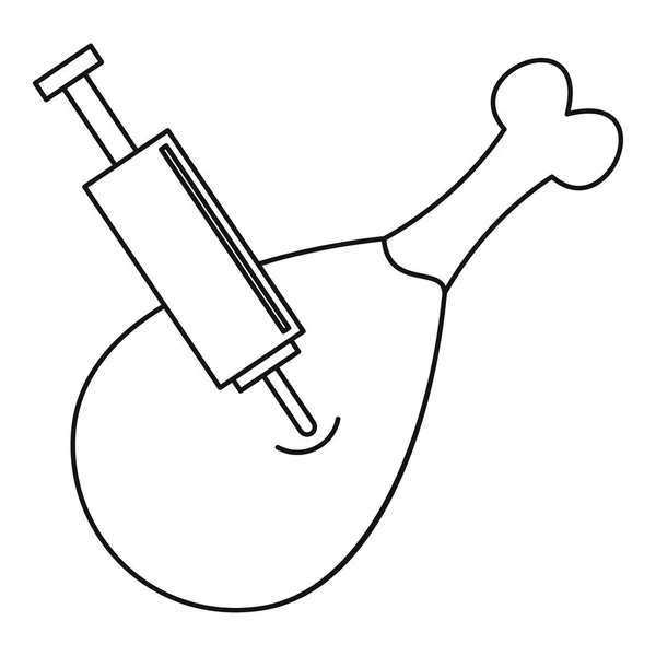 Injectie van vlees pictogram, Kaderstijl — Stockvector