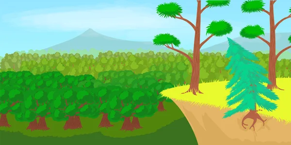 Wald Landschaft horizontal Banner, Cartoon-Stil — Stockvektor