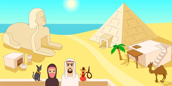 Egitto banner orizzontale, stile cartone animato — Vettoriale Stock
