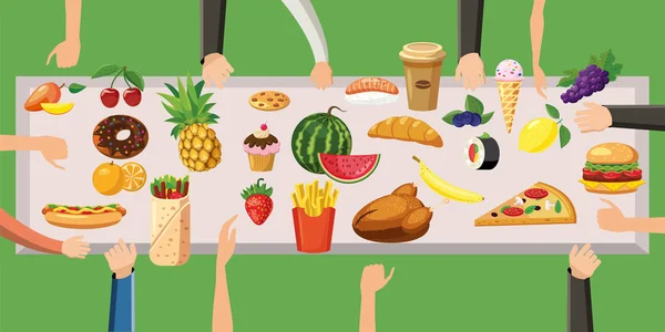 Élelmiszer vízszintes banner tábla, rajzfilm stílusú — Stock Vector