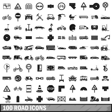 100 yol Icons set, basit tarzı