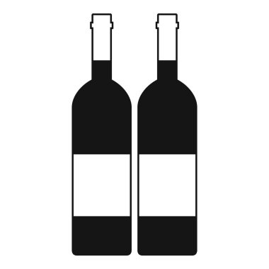 İki şişe şarap simgesi, basit tarzı