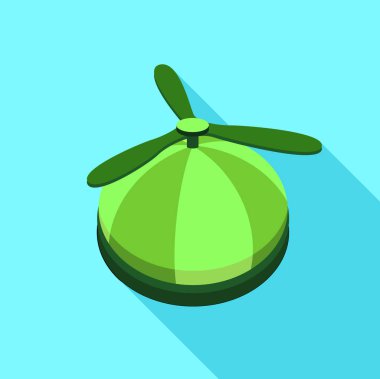 Green propeller hat icon, flat style clipart