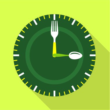 Yeşil saat yüz simgesi, düz stil