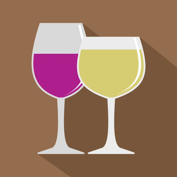 Очки с иконой красного и белого вина, плоский стиль — стоковый вектор
