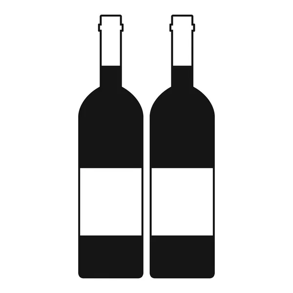 Due bottiglie di icona del vino, stile semplice — Vettoriale Stock