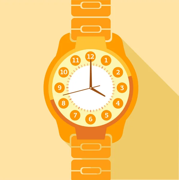 Oranje pols horloge pictogram, vlakke stijl — Stockvector