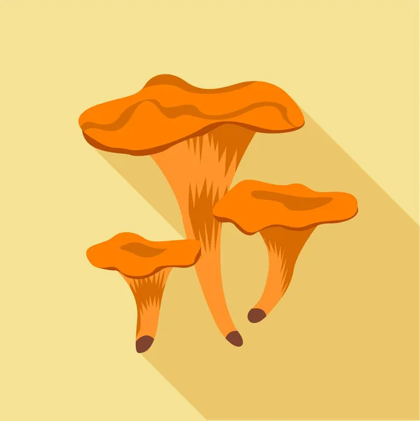 Pieprznik jadalny grzybów ikona, płaski — Wektor stockowy