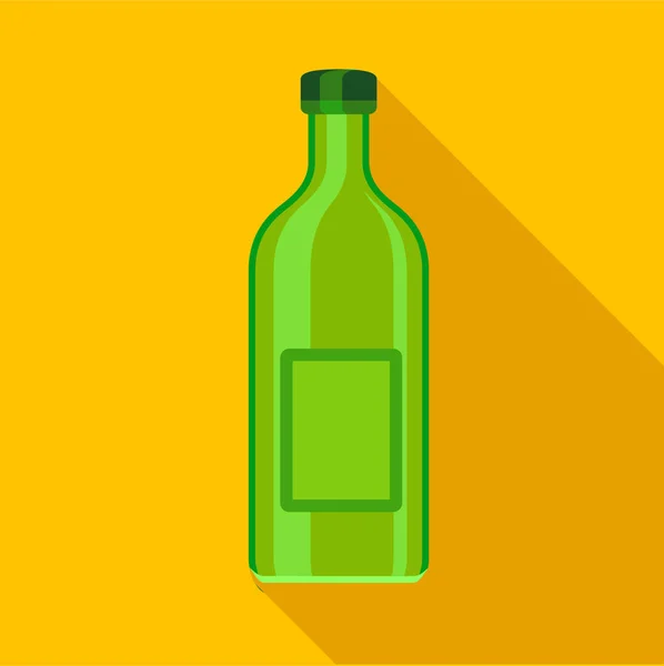 Prázdná láhev od zelená ikona, plochý — Stockový vektor