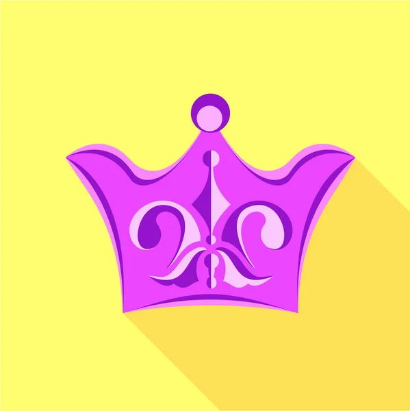 Purple crown with lily flower icon, flat style — Stock Vector