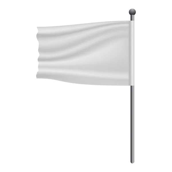 Bílá vlajka na stožáru maketa, realistický styl — Stockový vektor