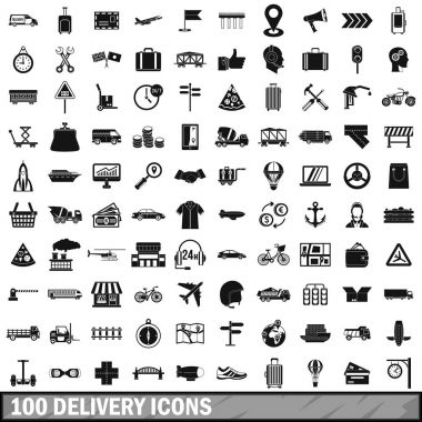 100 teslim Icons set, basit tarzı