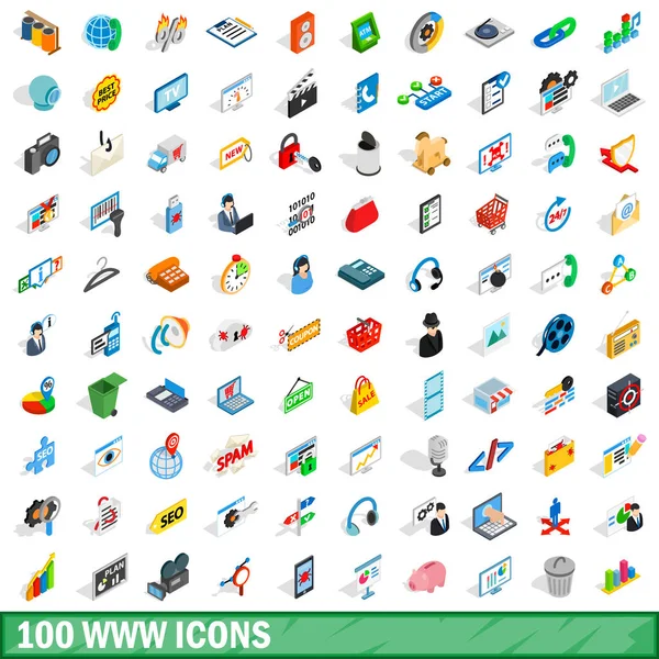 Conjunto de iconos 100 www, estilo isométrico 3d — Vector de stock