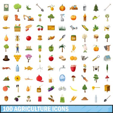 100 tarım simgesi, çizgi film tarzı