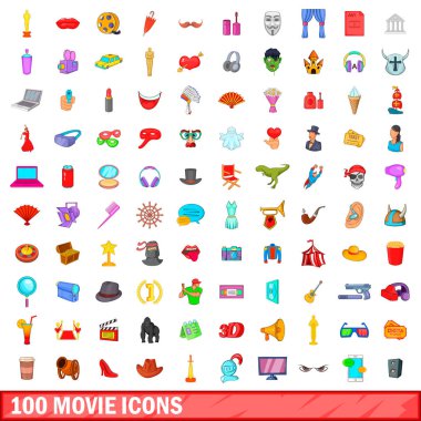 100 film simgeler ayarla, tarzı çizgi film