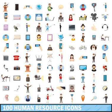 100 insan kaynakları simgeler ayarla, tarzı çizgi film