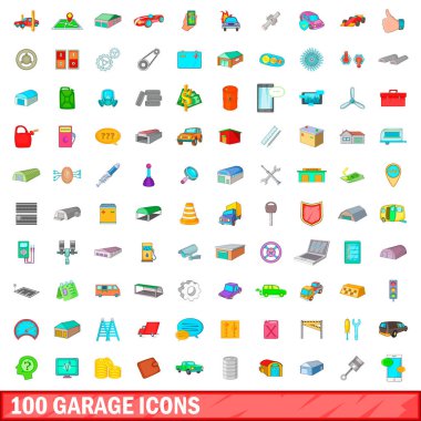 100 garaj simgeler ayarla, tarzı çizgi film