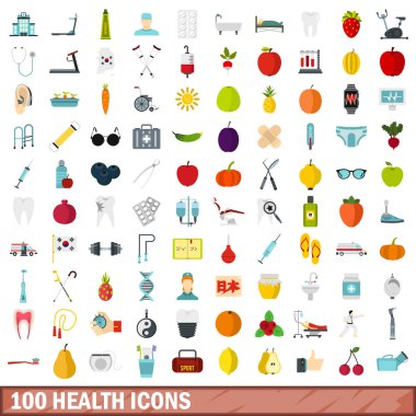 100 sağlık simgeler kümesi, stil düz