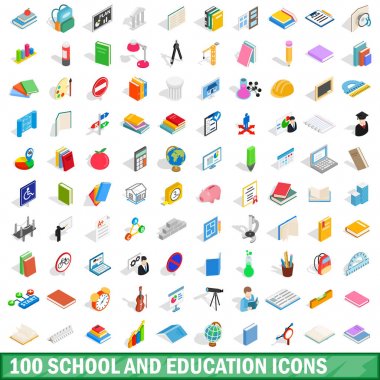 100 okul ve eğitim Icons set