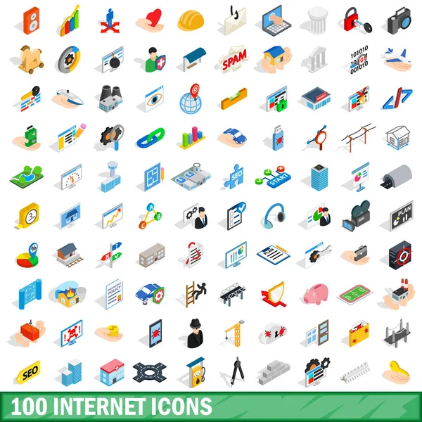 100 Internet simgeler kümesi, izometrik 3d tarzı