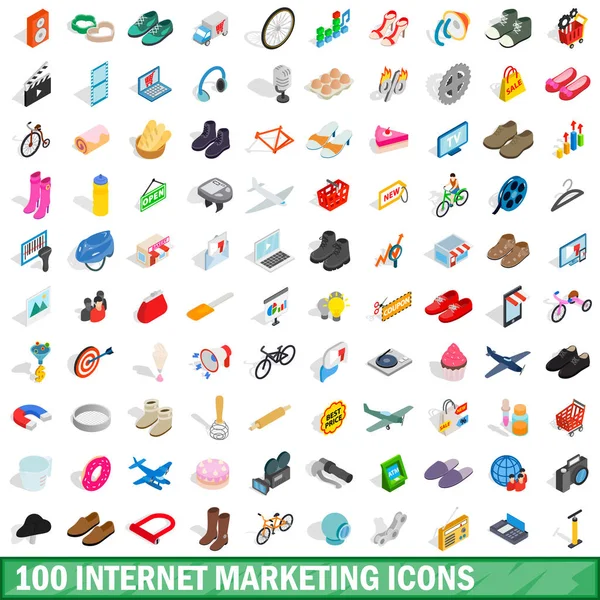 100 значков интернет-маркетинга — стоковый вектор