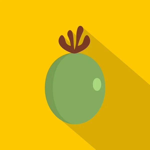 Gröna färska feijoa frukt ikon, platt stil — Stock vektor