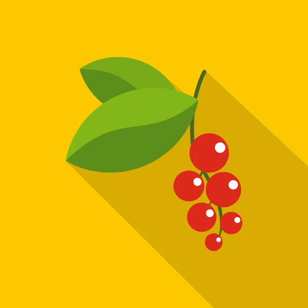 Branche de groseilles rouges avec icône feuilles vertes — Image vectorielle