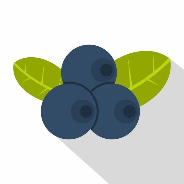 Świeże jagody z liści ikona, płaski — Wektor stockowy