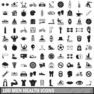 100 adam sağlık Icons set, basit tarzı