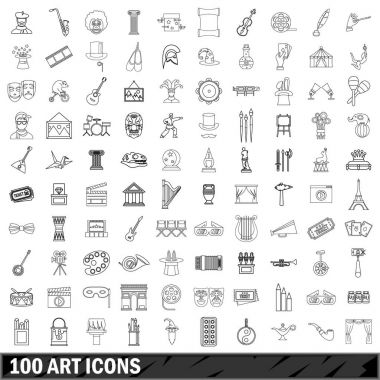 100 art icons set, outline style vector 100 art icons set, outline style vector