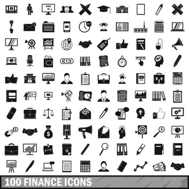 100 Finans Icons set, basit tarzı
