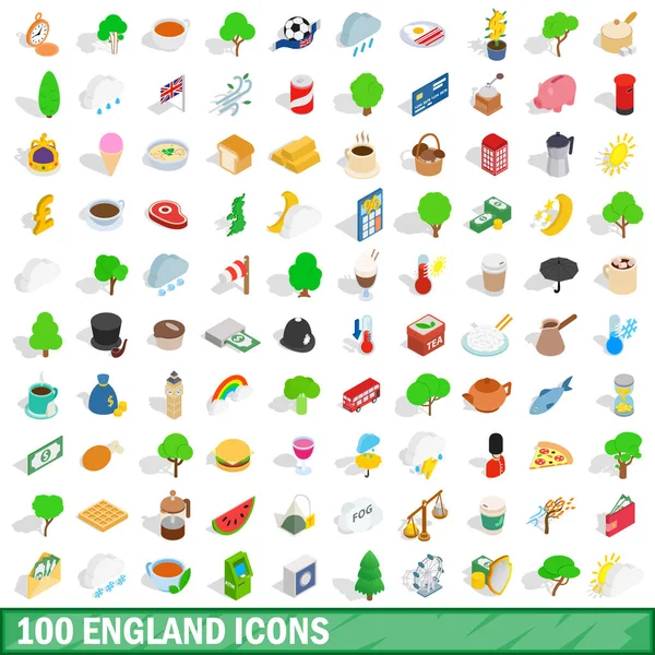 Conjunto de ícones 100 inglaterra, estilo 3D isométrico — Vetor de Stock