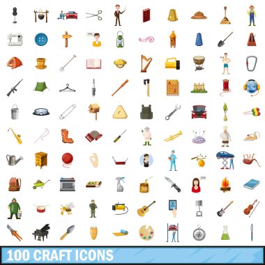 100 el sanatları simgeleri ayarla, tarzı çizgi film