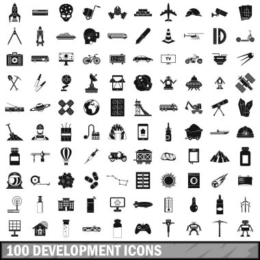 100 geliştirme Icons set, basit tarzı