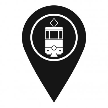 Tramvay işareti simgesi, basit tarzı ile coğrafi etiket