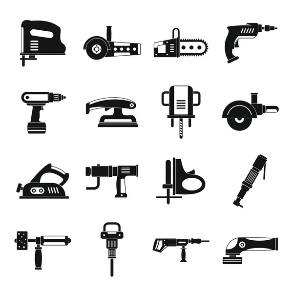 Elektrisch gereedschap iconen set, eenvoudige stijl — Stockvector